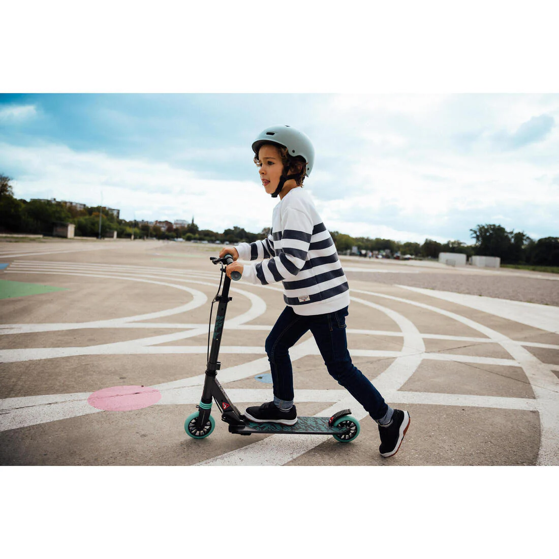 Patinete Ajustable  Scooter Niños Oxelo MID5 Gris Menta con freno en manillar - Image 19