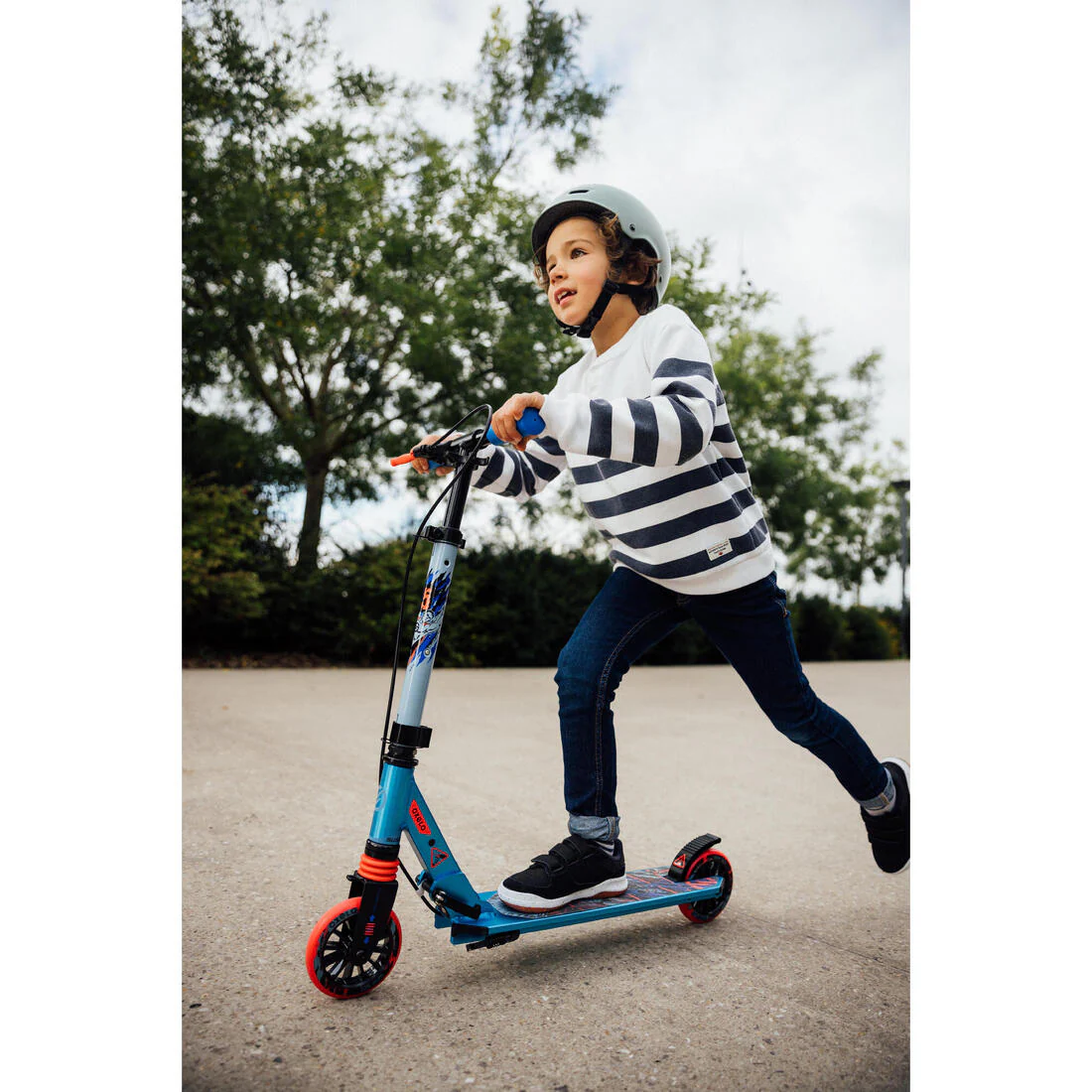 Patinete Ajustable  Scooter Niños Oxelo MID5 Gris Menta con freno en manillar - Image 24