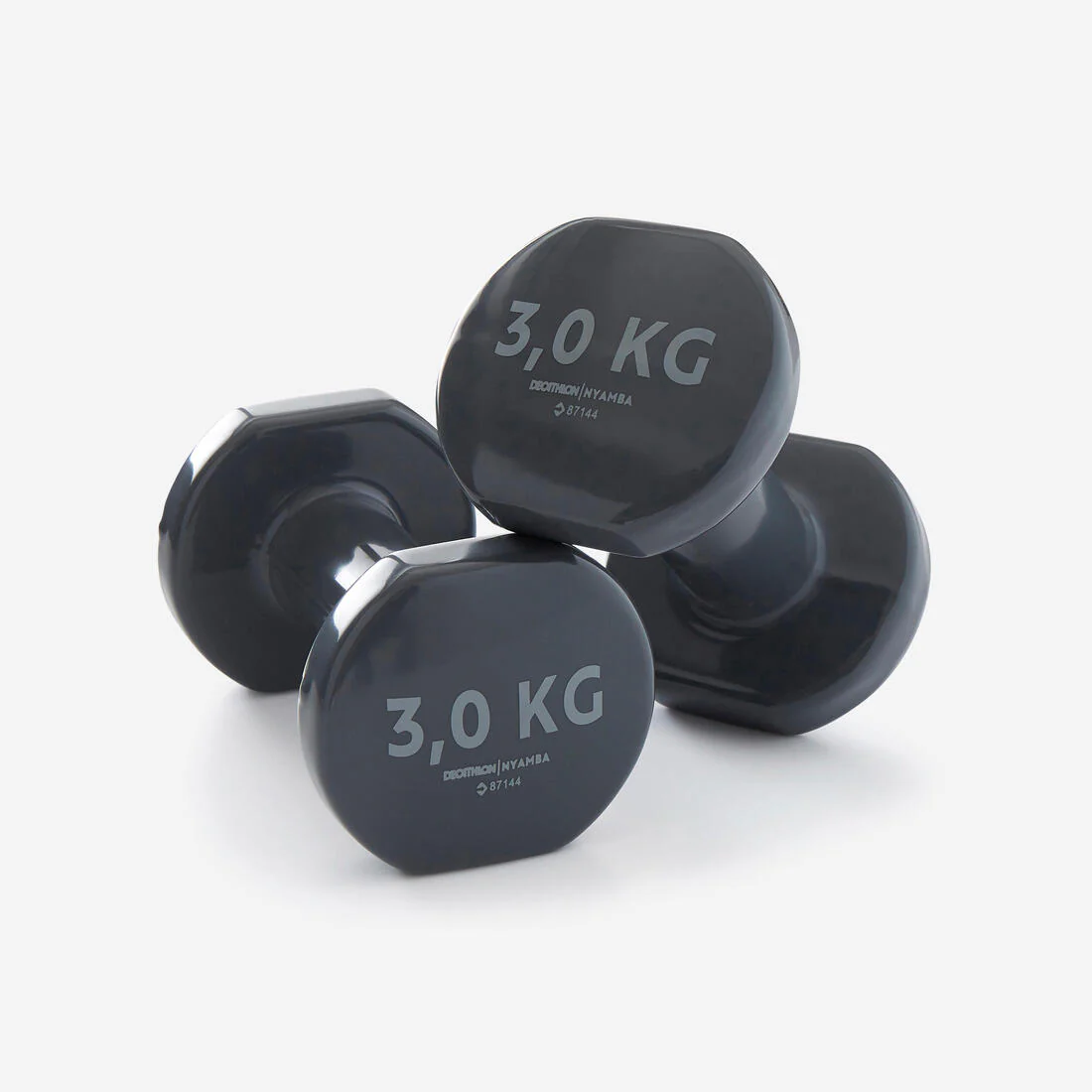 Pesas 2 x 3Kg de vinilo Fitness Gimnasia en casa Pilates Nyamba Gris