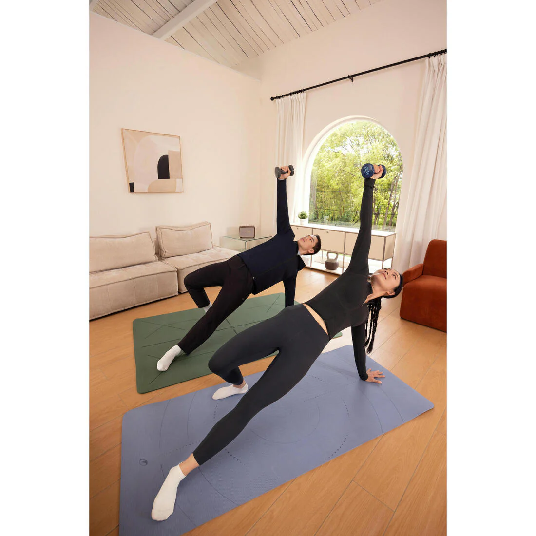 Pesas 2 x 3Kg de vinilo Fitness Gimnasia en casa Pilates Nyamba Gris - Image 5