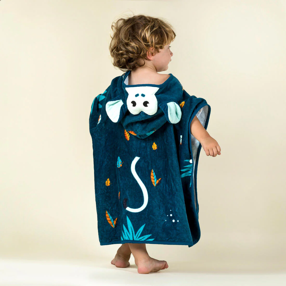 Poncho Baño Bebés Azul Oscuro Algodón Mono - Image 2