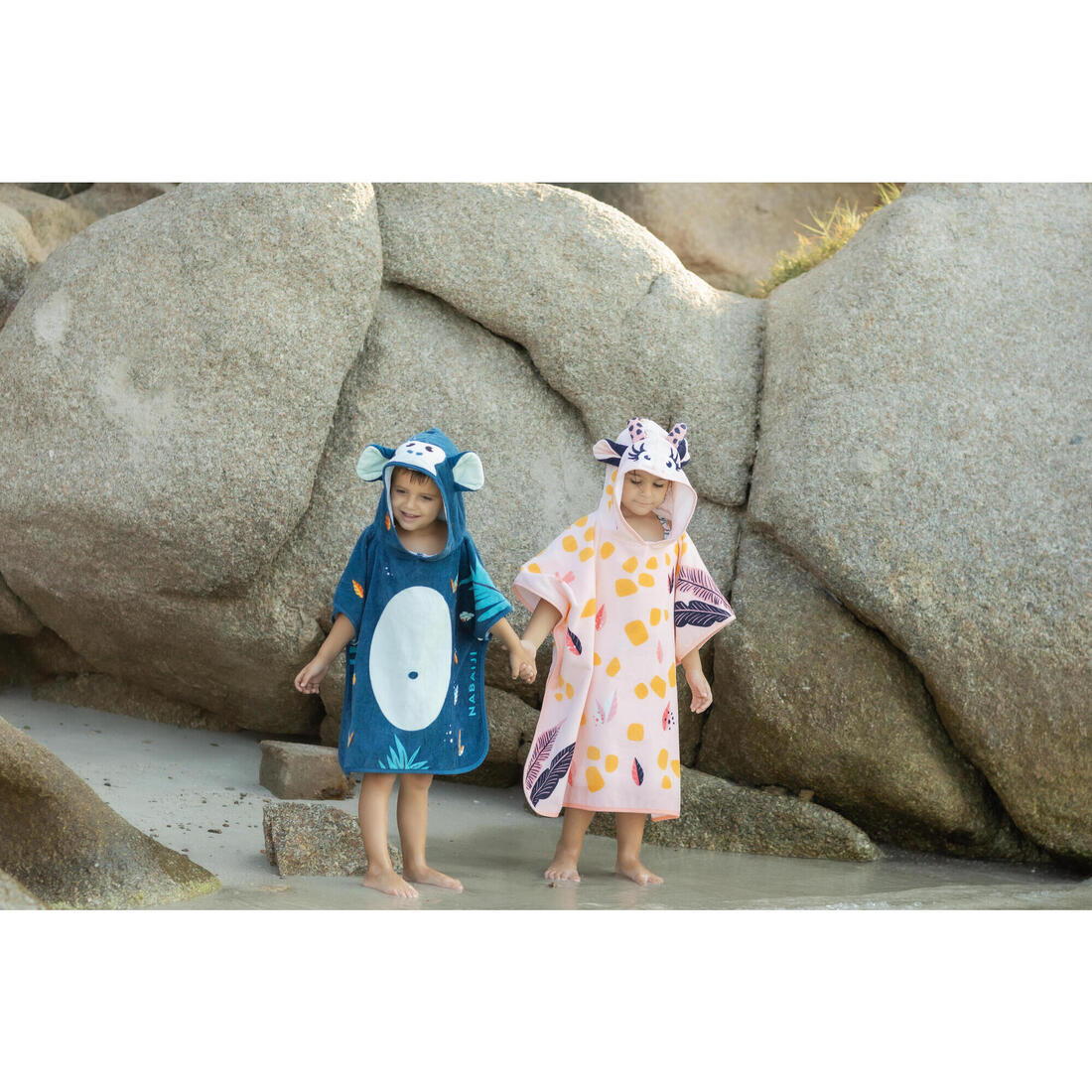 Poncho Baño Bebés Azul Oscuro Algodón Mono - Image 9