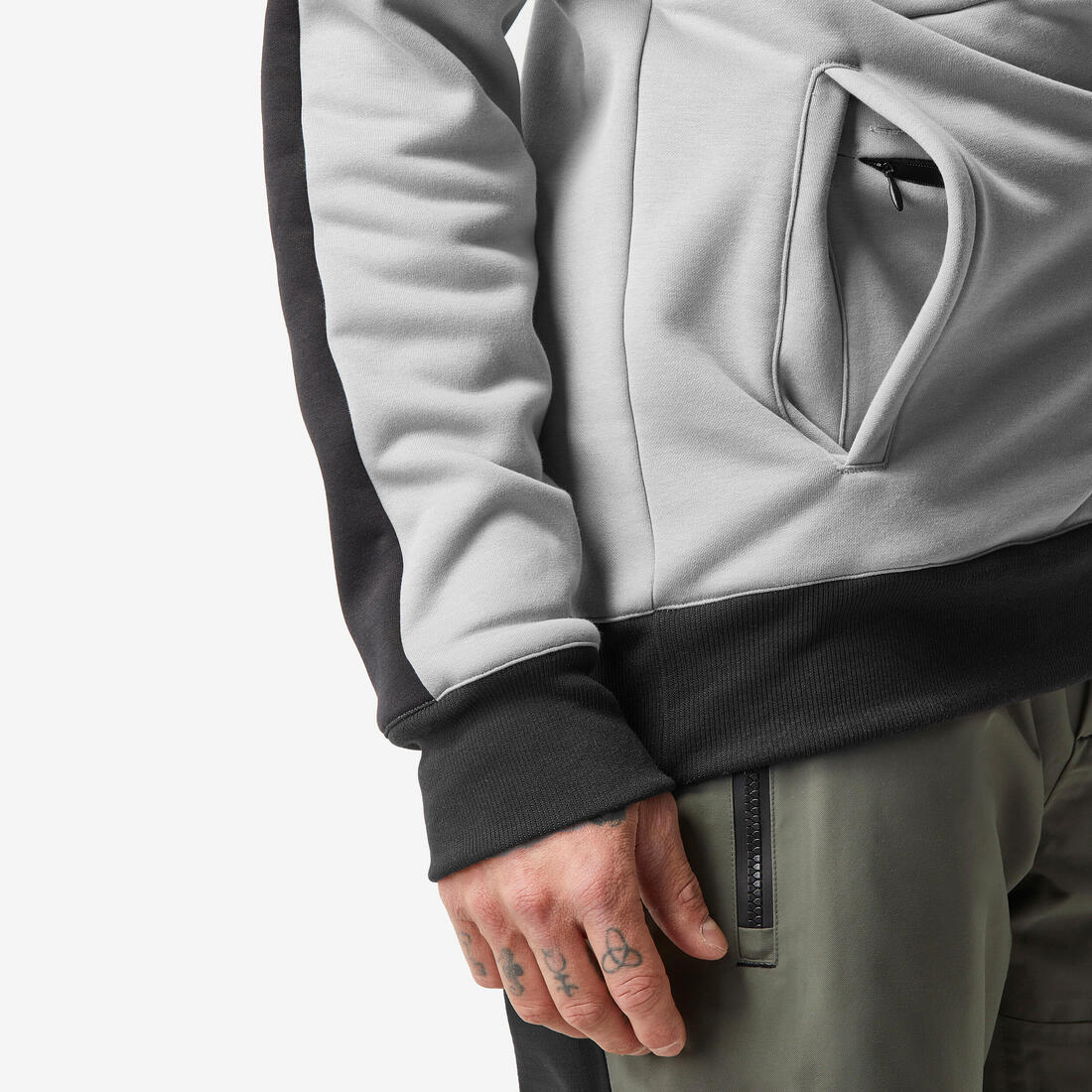 Sudadera con capucha 1/2 cremallera esquí y snowboard hombre, 100 gris - Image 6