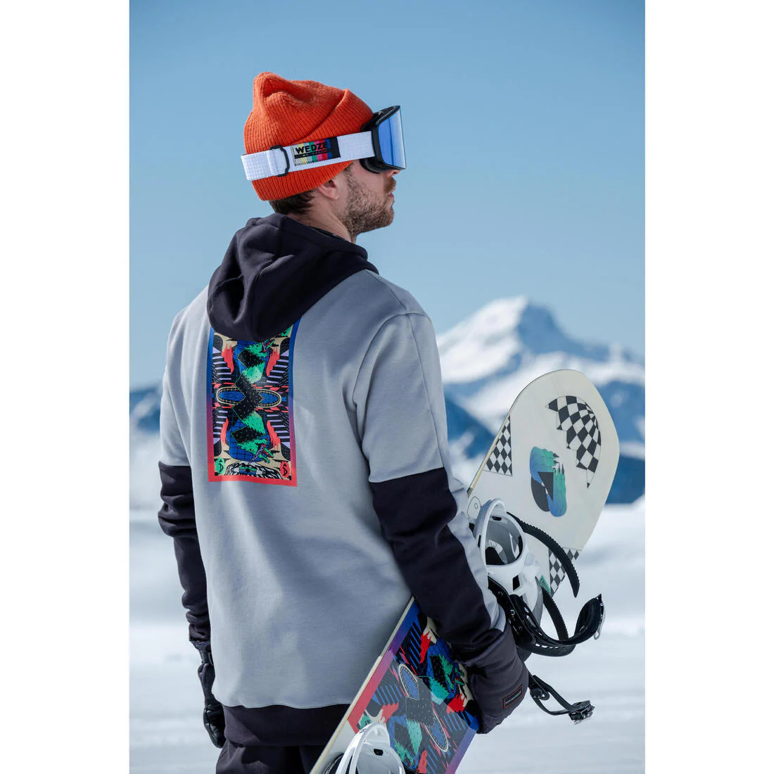 Sudadera con capucha 1/2 cremallera esquí y snowboard hombre, 100 gris - Image 7