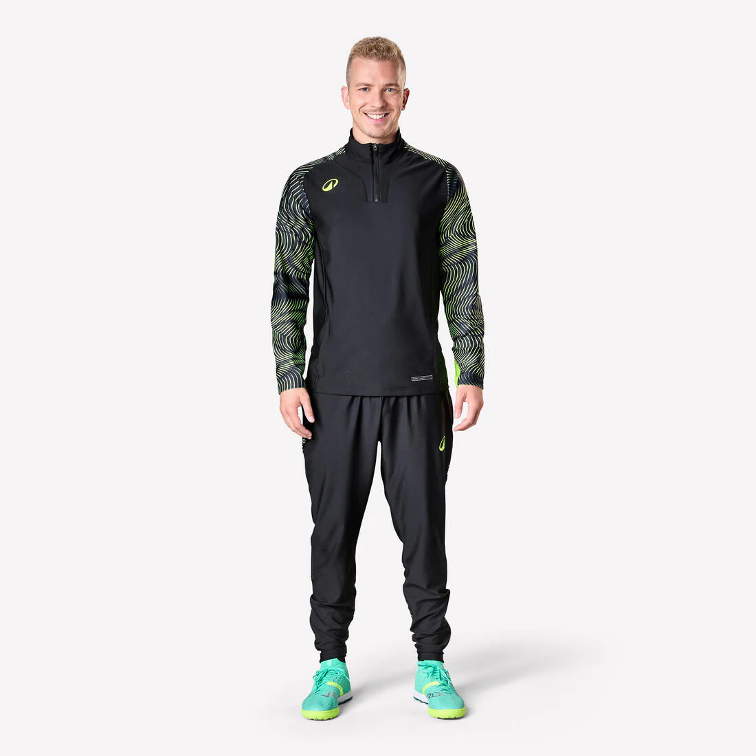 SUDADERA DE ADULTO 1/2 CREMALLERA VIRALTO WAVE NEGRO, AMARILLO FLUO - Image 3