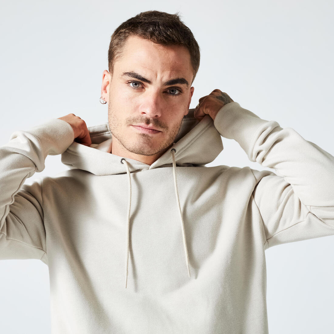 Sudadera Fitness 500 Essential Hombre Lino Capucha - Image 3