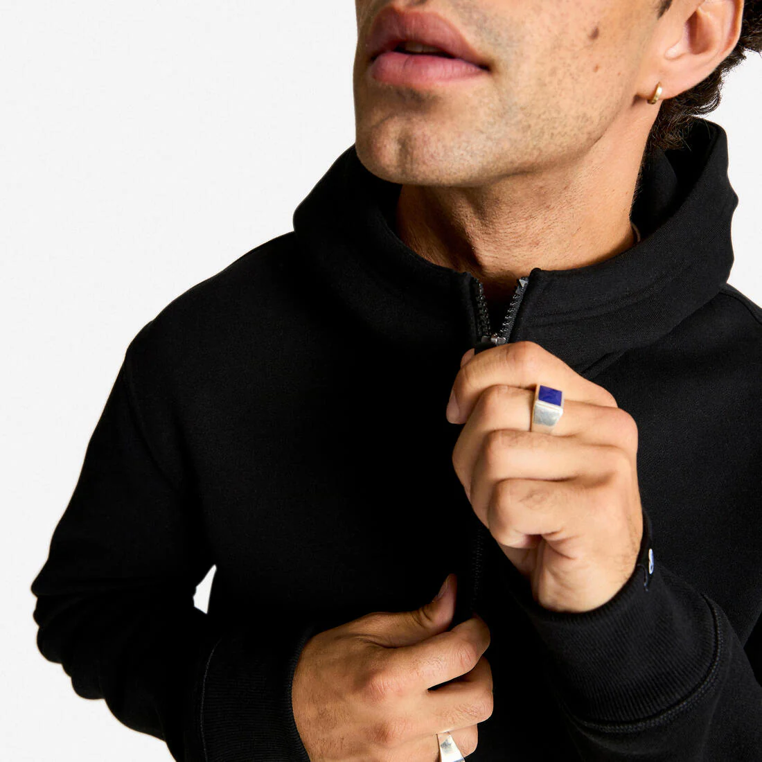 Sudadera Fitness Hombre Negro Cremallera Capucha - Image 4