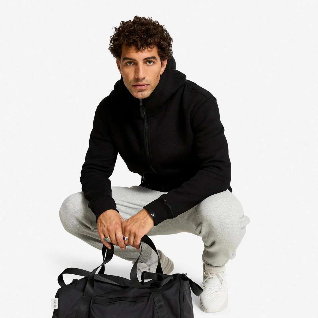 Sudadera Fitness Hombre Negro Cremallera Capucha - Image 7