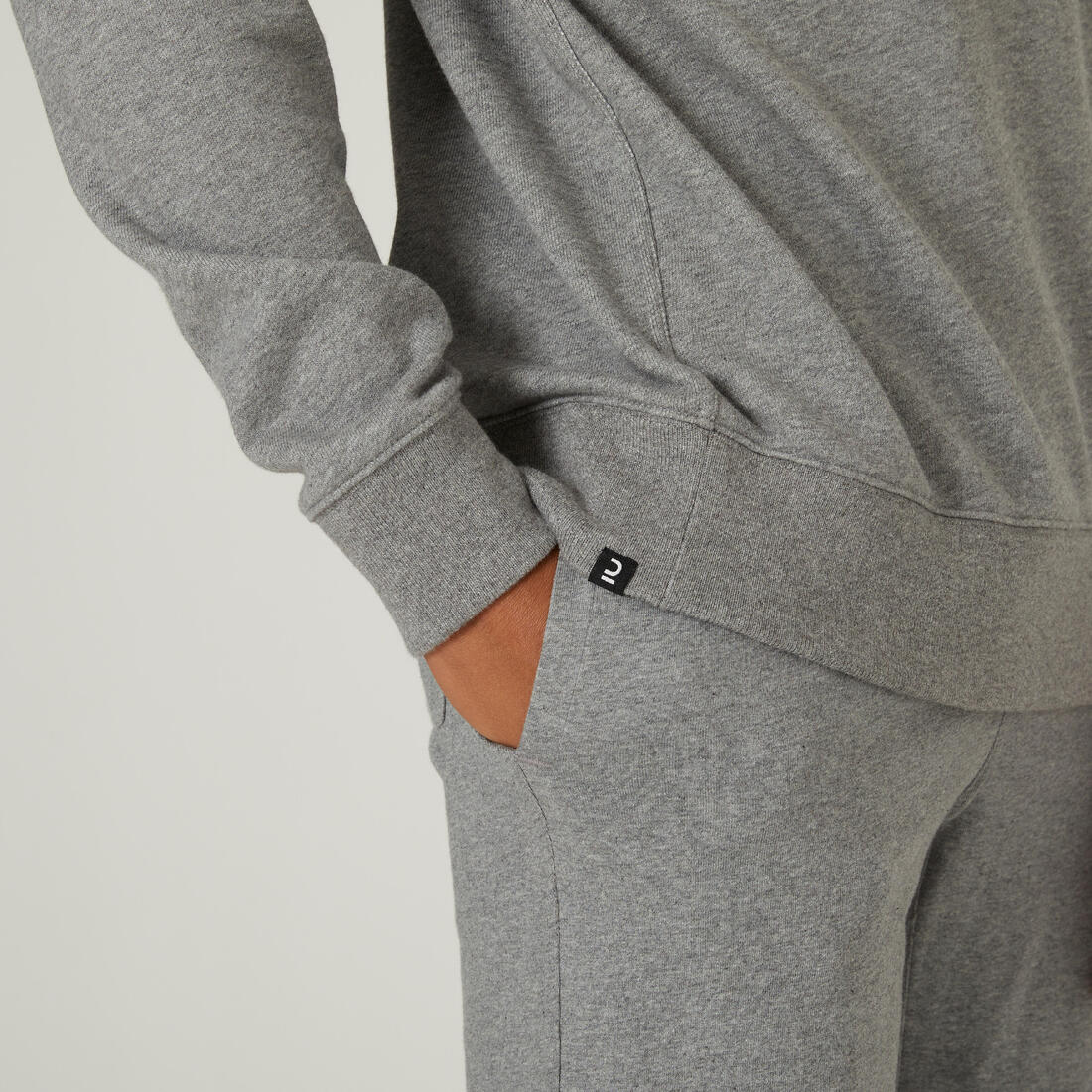 Sudadera fitness recta cuello redondo Hombre Domyos Essentiel gris - Image 3