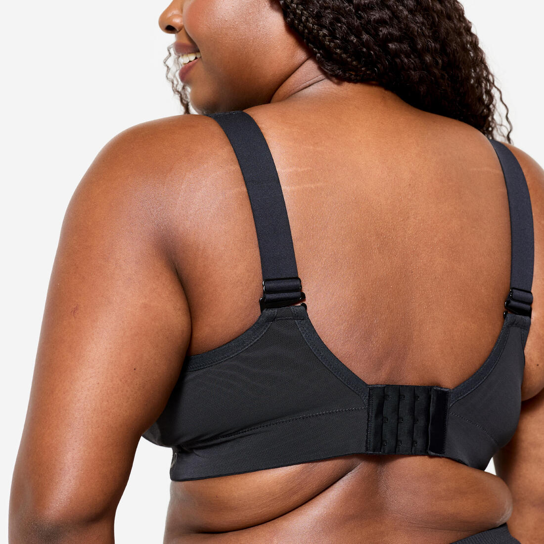 Sujetador deportivo sujeción alta tirantes cruzables talla grande Mujer negro - Image 2