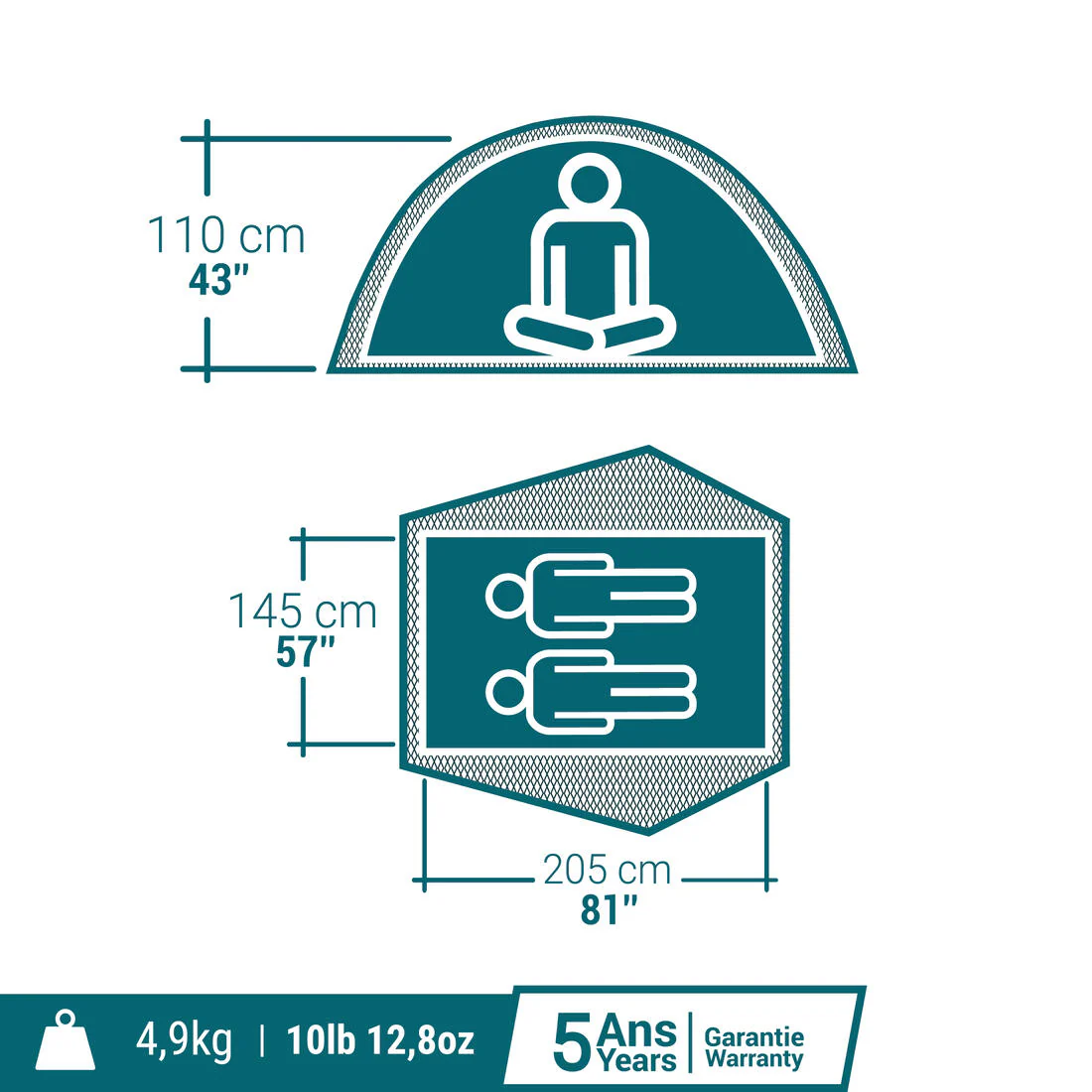 Tienda de campaña 2 personas Quechua 2 Seconds Easy F&B - Image 2