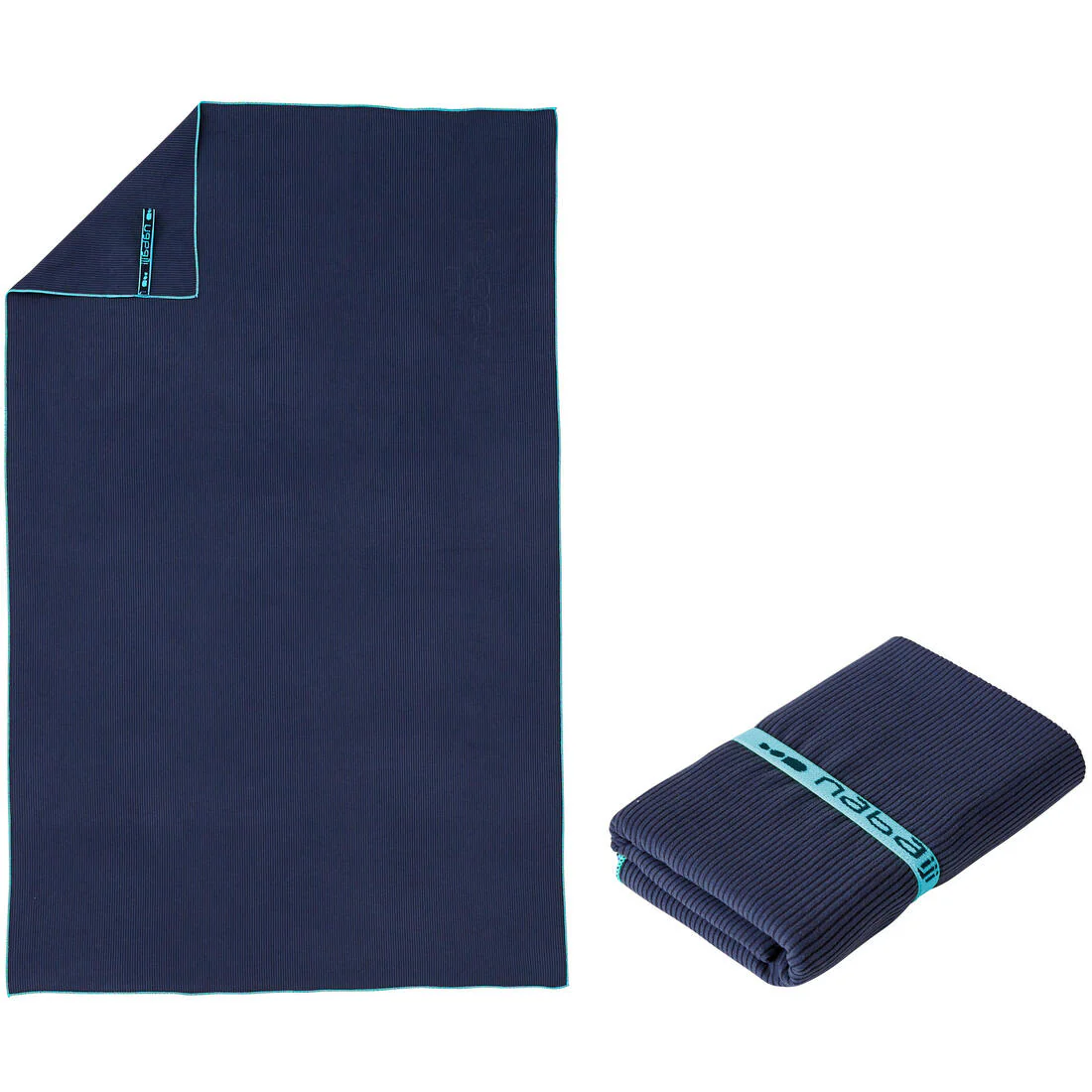Toalla Baño Microfibra Rayas Azul Oscuro Tamaño L 80 x 130 cm - Image 2