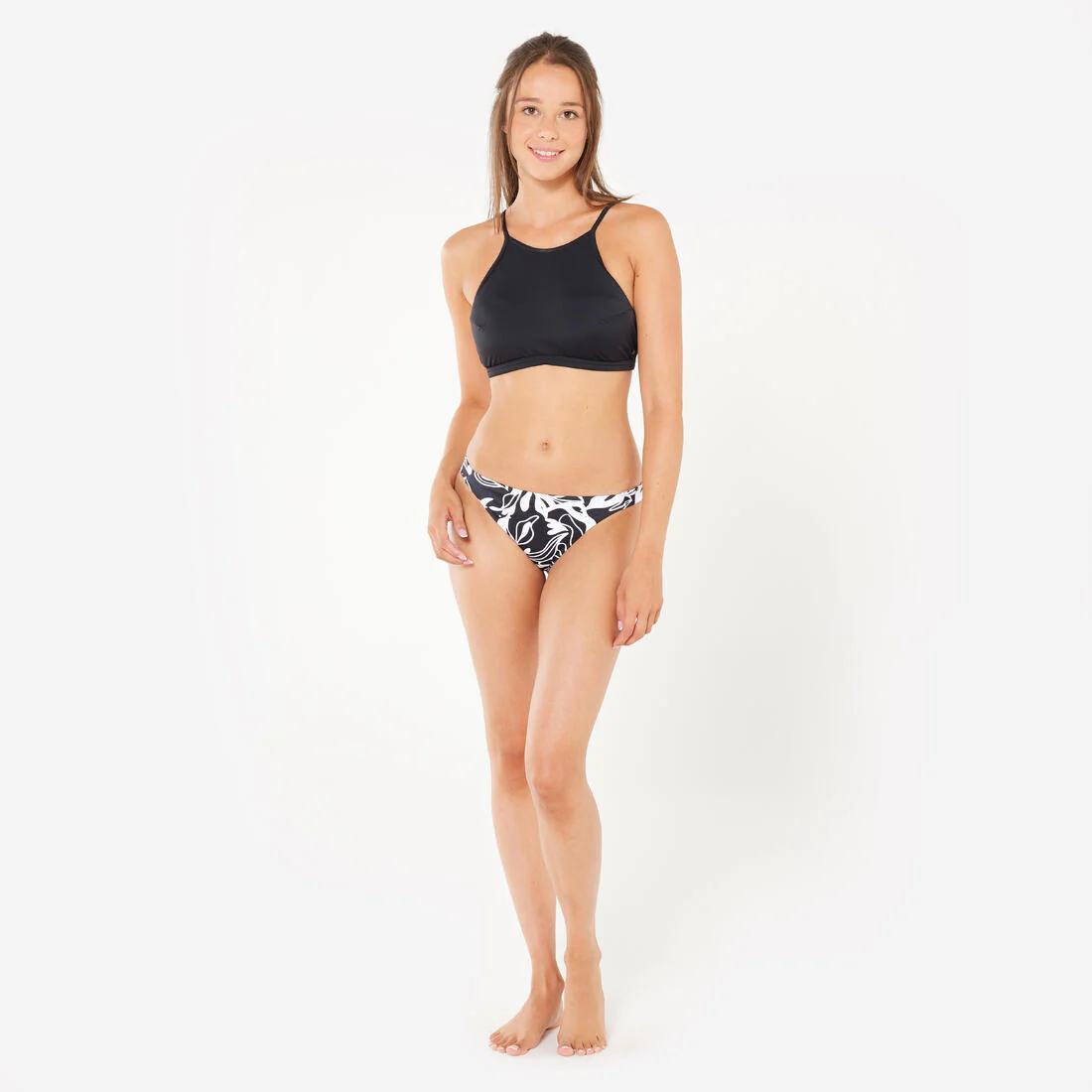 Top bikini Mujer surf deportivo cuello halter negro - Image 2