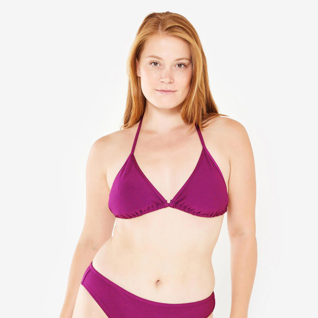 Top Bikini Mujer Triángulo texturizado violeta