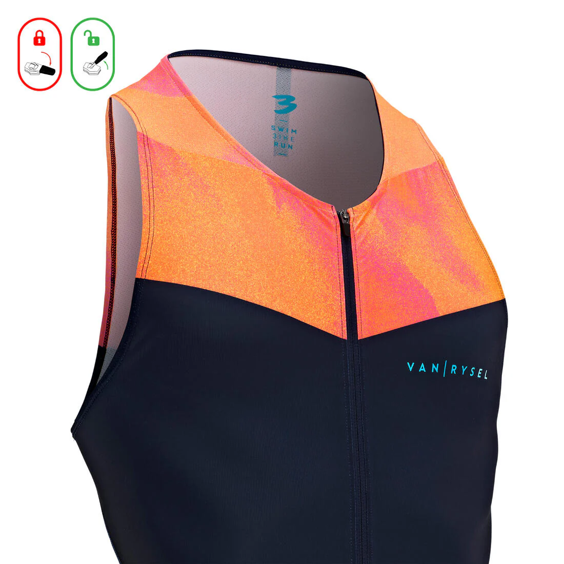 Tritraje Triatlón SD Hombre Azul Marino Naranja Corta Distancia - Image 3